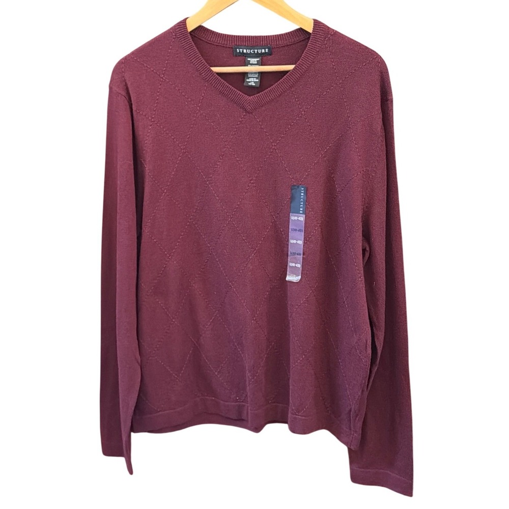 Vintage Structure Deadstock V-Neck Sweater Dark Academia Preppy Minimalist